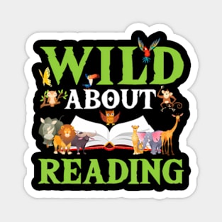 Wild About Reading Animals Books Reader Lover Magnet