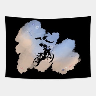 Dirt bike stunt on a cool background Tapestry