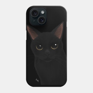 Black cat in black Phone Case