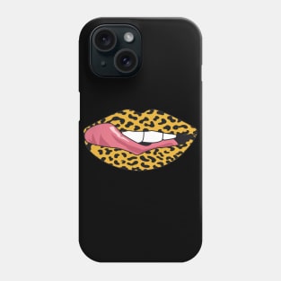 Vintage Lips Retro Style Tongue Leo Leopard Pattern Popart Gift Phone Case