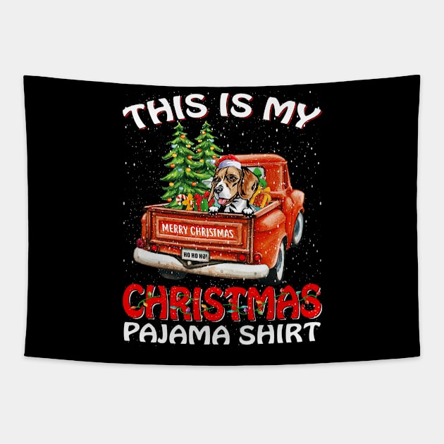 This Is My Christmas Pajama Shirt Beagle Truck Tree Tapestry by intelus