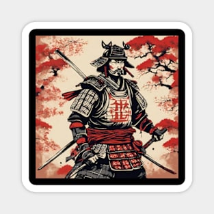 samurai warrior portrait Japanese style art Magnet