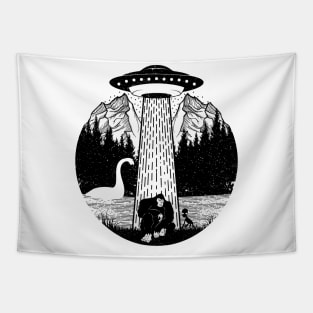 Bigfoot Ufo Abduction Alien Loch Ness Monster Tapestry