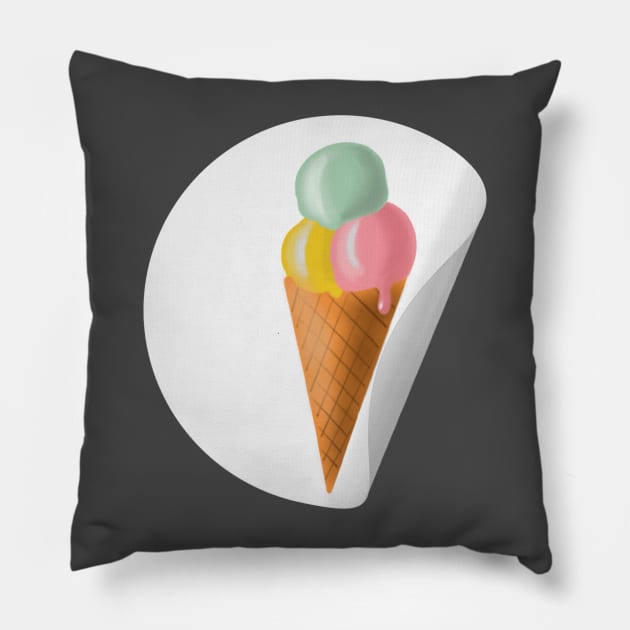 Sticker with three ice cream scoops Pillow by Tigra