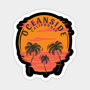 Oceanside California Skull Sunset and Palm Trees Magnet