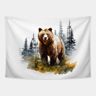 Brown Bear Forest Tapestry