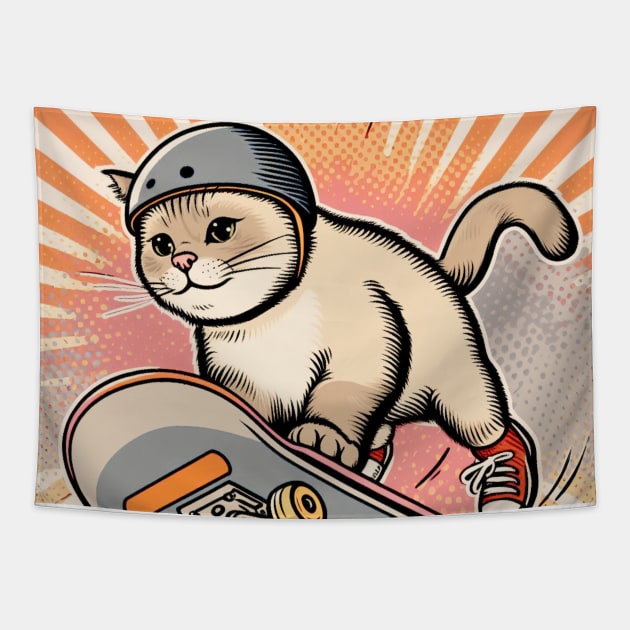 Skater Cat Tapestry by DAZu