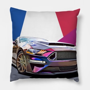 Ford Mustang Illustration by Gas Autos Pillow