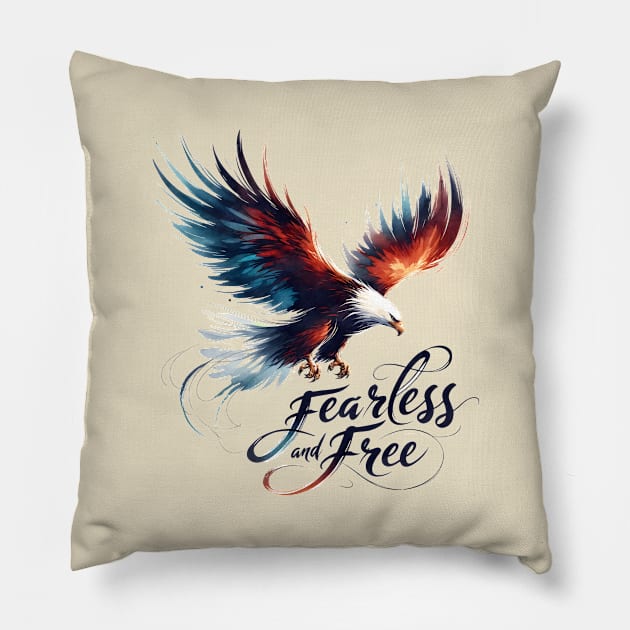 Eagle Fearless and Free Pillow by Nasher Designs