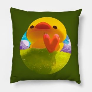 Giant Kaiju Ducky Stampeding through a Meadow Pillow