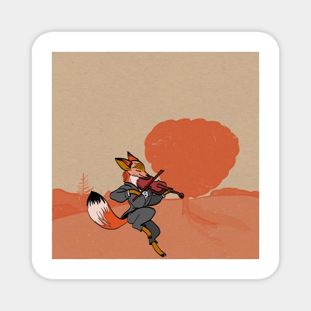 fox fiddler Magnet by Beni-Shoga-Ink