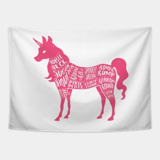 Pink Unicorn - Fantasy Butcher Cuts of Meat Tapestry