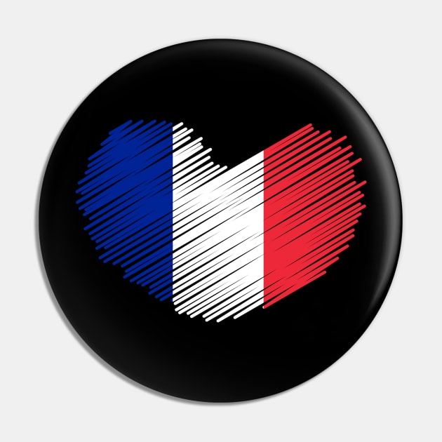 France Flag Heart Design Pin by Sanu Designs