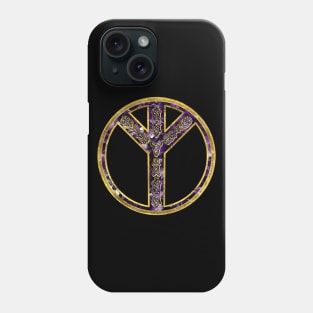 Algiz Rune Amethyst and Gold Phone Case