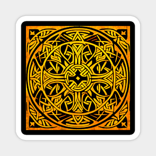 Golden Celtic Knot Mandala on Textured Background Magnet