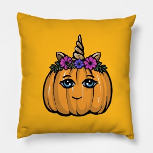 Cute Halloween Pumpkin Unicorn Pillow