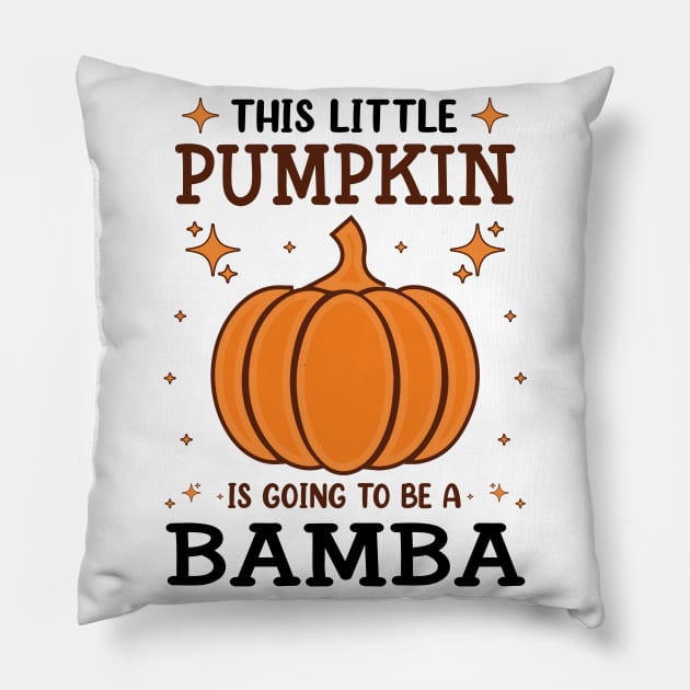 Bamba Little Pumpkin Pregnancy Announcement Halloween Pillow by Art master