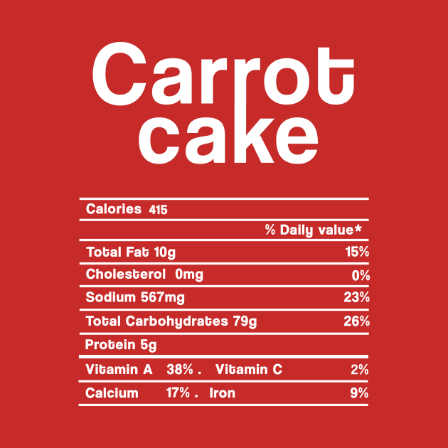 Carrot Cake Nutrition facts Food Funny Christmas Thanksgiving Gift by issambak