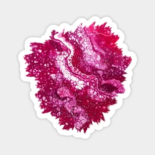 Dark Pink Cells Acrylic Pour Painting Magnet