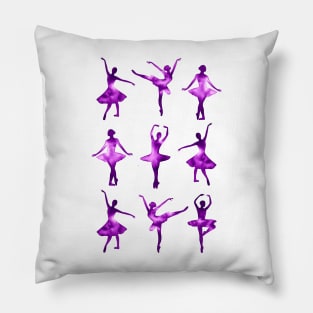 Watercolor Ballerinas (Purple) Pillow