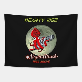 Night Attack By The Moon LIght Without Squid Hunters logo Tapestry