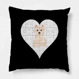 West Highland White Terrier Heart Jigsaw Pieces Design - Gift for West Highland White Terrier Lovers Pillow