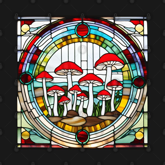 Carmine Mushroom Stained Glass by Xie