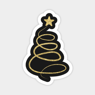 Minimalistic Gold Faux Glitter Star Christmas Tree Magnet