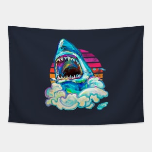 Retro Great White Shark by Robert Phelps Tapestry