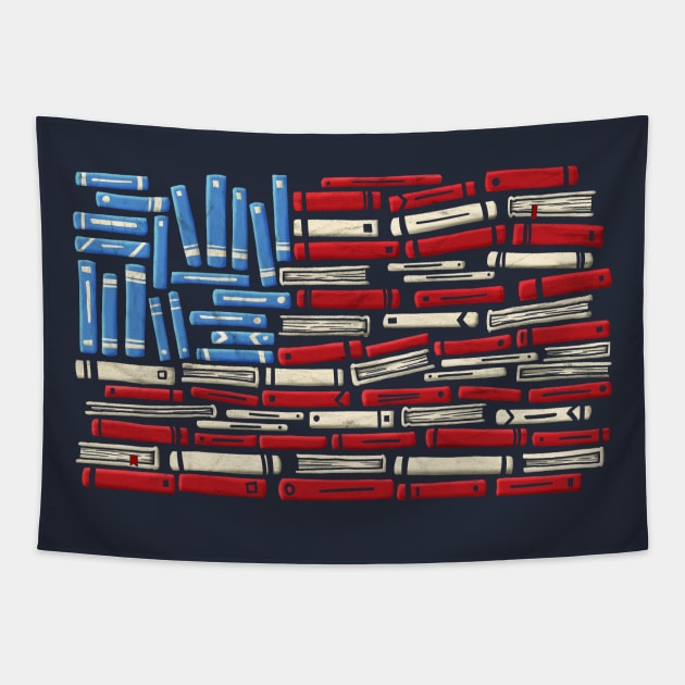 America the Bookshelf Tapestry by BignellArt