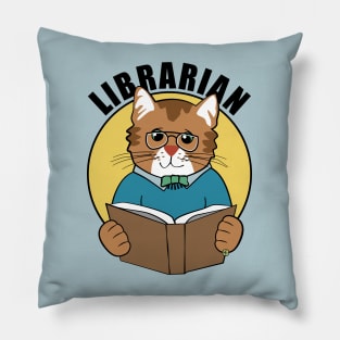 Librarian Cat Man Reading Book Pillow