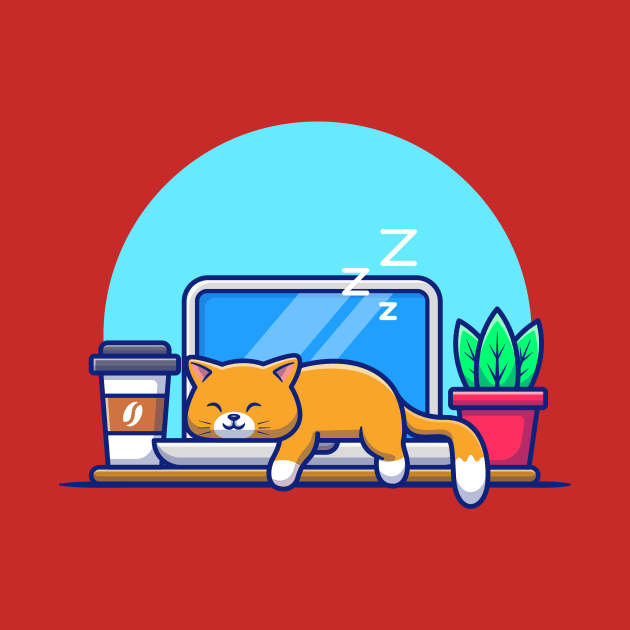 Cat Sleeping on laptop Cartoon by Catalyst Labs