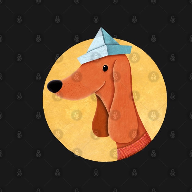 Dog With Newspaper Hat | Illustration by DrawingEggen