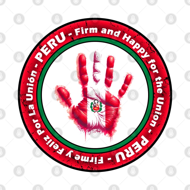 Peruvian Pride Handprint Flag with Peru Country Motto by Sambastyles