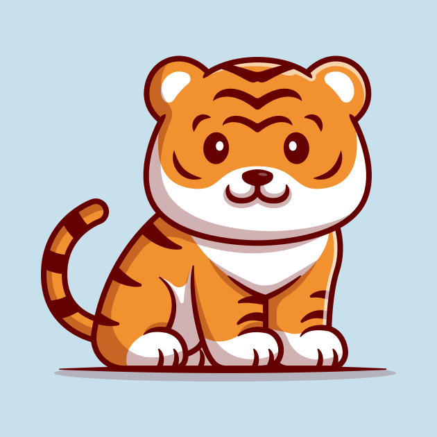 Cute Tiger Sitting Cartoon by Catalyst Labs