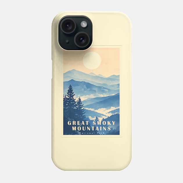 Great Smoky Mountains national park travel poster Phone Case by GreenMary Design