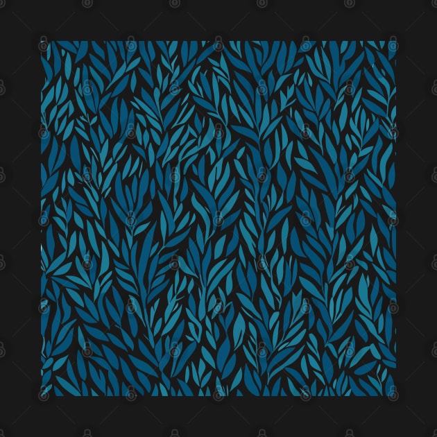 Seamless pattern with blue leaves by webbygfx