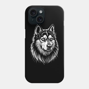 Alaskan Klee Kai Portrait /Face white on black Phone Case