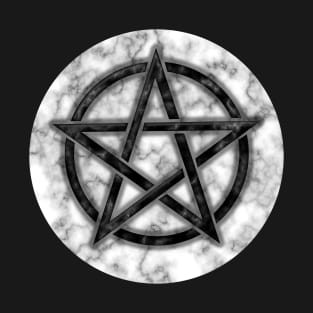 Black Pentacle on White Marble T-Shirt