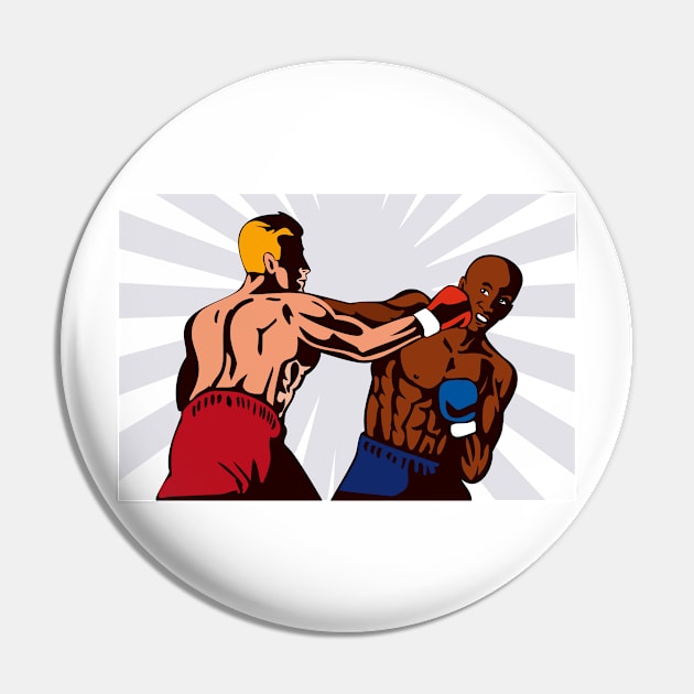 Boxer Boxing Knockout Punch Retro Pin by retrovectors