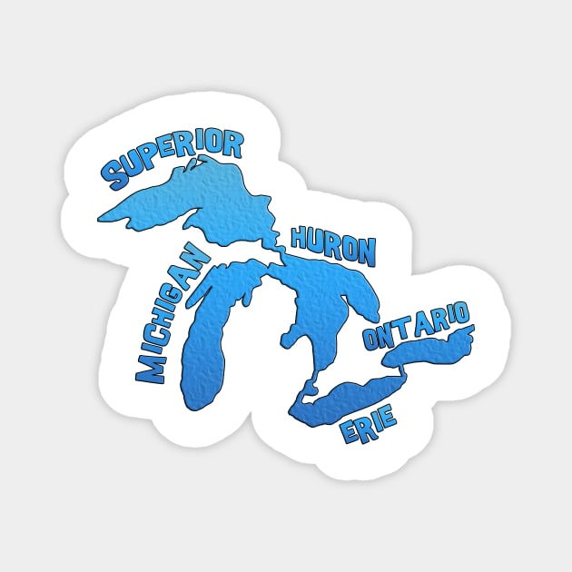 Great Lakes Outline of all 5 Lakes Magnet by gorff