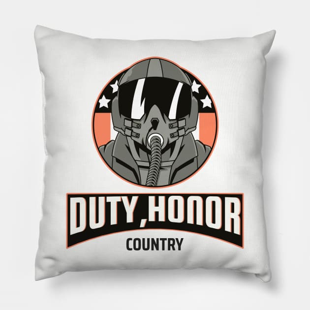 DUTY, HONOR, COUNTRY. MILITARY T SHIRT Pillow by Meow Meow Cat