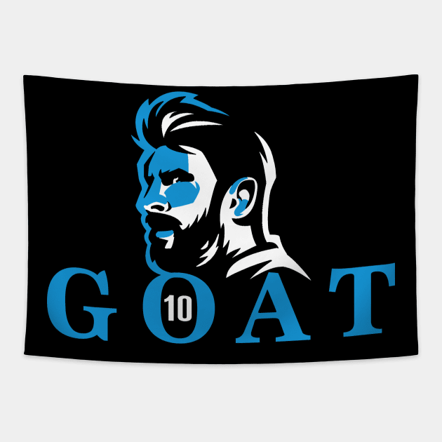 Leo Messi GOAT, Argentina Football Tapestry by FanSwagUnltd