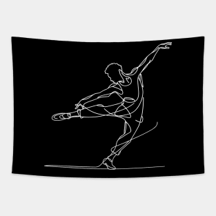 White line art Contemporary Male dancer Tapestry