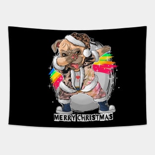 Leopard print Dabbing Pug Dog Thanksgiving Tapestry