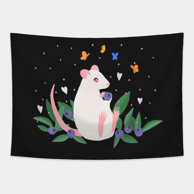 Albino Rat with Raindrops Tapestry by Adrielle-art