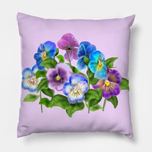 Beautiful Pansy Flowers Violet Viola Tricolor Floral Pattern Pillow