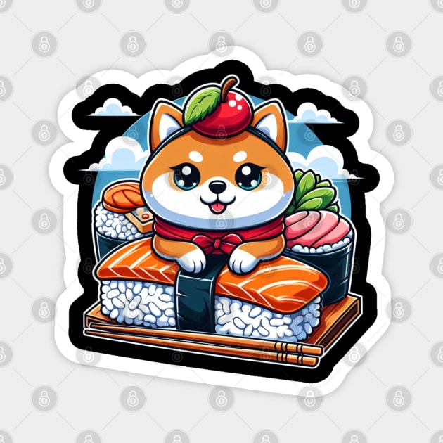 Women’s Cute Kawaii Sushi Shiba Inu Dog Magnet by CP6Design