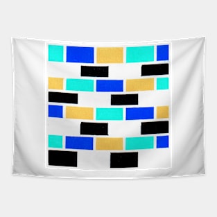 Inverted Blue Black Yellow Geometric Abstract Acrylic Painting XII Tapestry