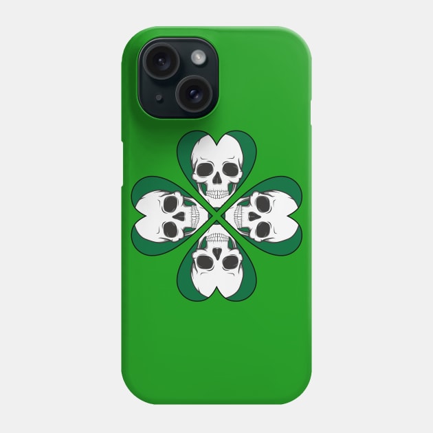 Skull four leaf heart clover birthday gift shirt 1 Phone Case by KAOZ